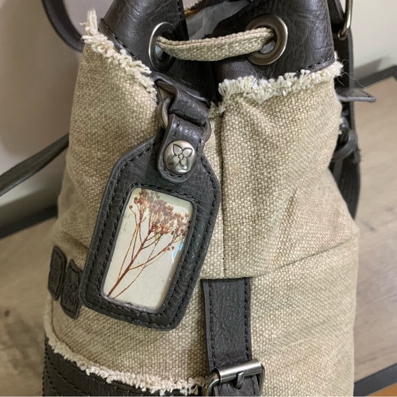 SHERPANI Beige CANVAS Brown ECO-Leather LAUREL Shoulder BAG Tote NATURAL Purse - Picture 6 of 10